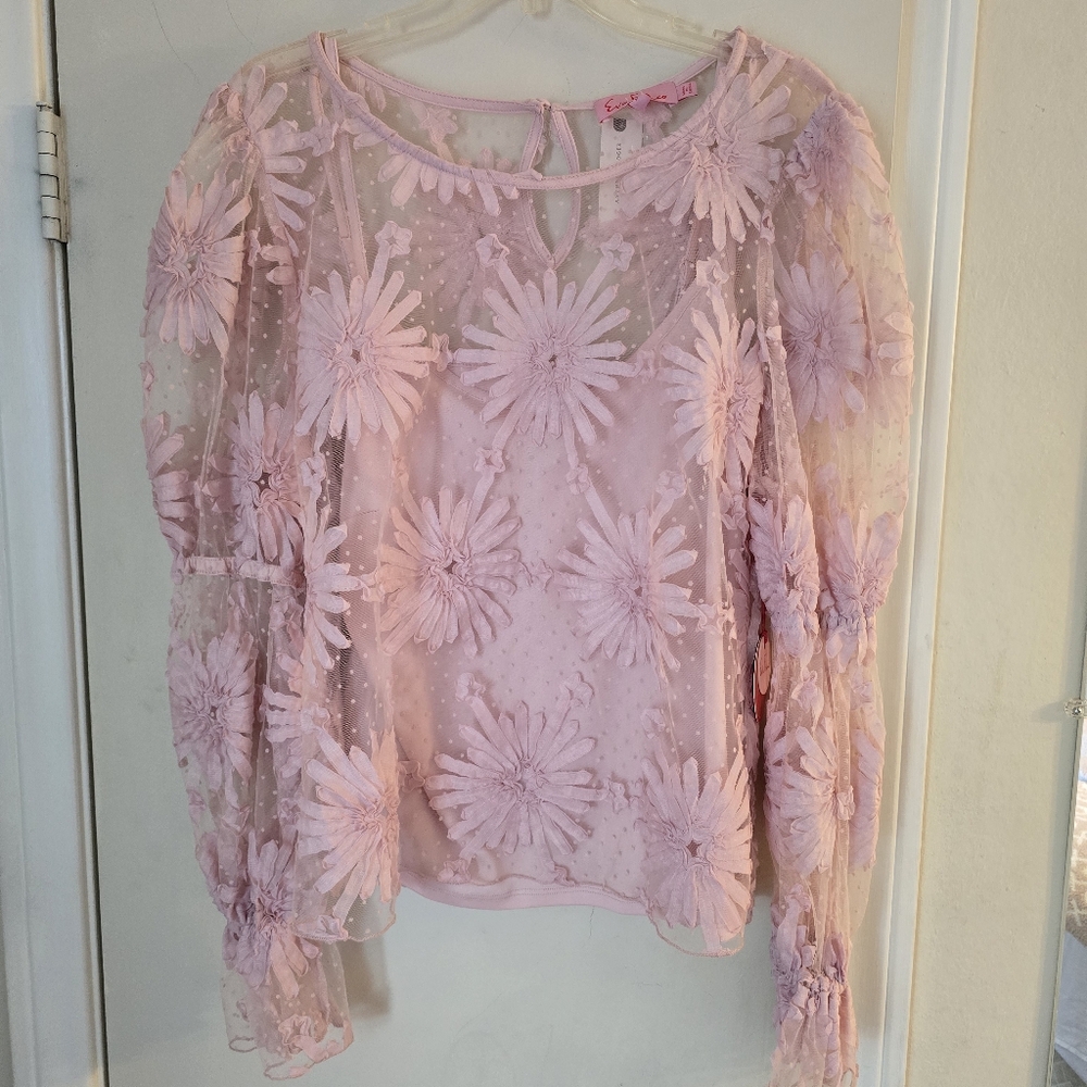 Floral Lace Pink Women's Top